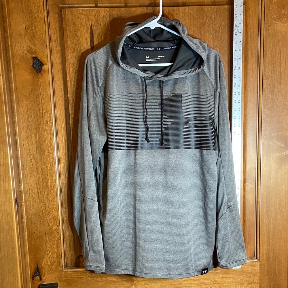 Under Armour Charcoal Hoodie Pull Over, Mens L, Active Wear